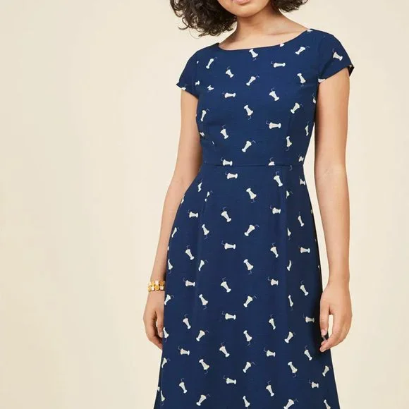 Modcloth Dresses | Modcloth Sugarhill Boutique Milkshake Midi Dress (US 4) | Color: Blue/White | Size: 4 | Jennramos24'S Closet